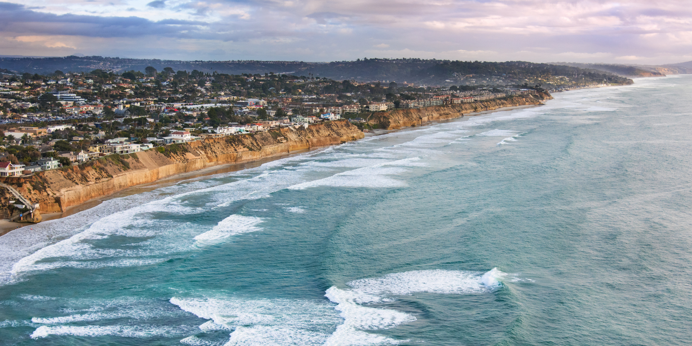 Obala plaže Solana u San Diegu, California, SAD